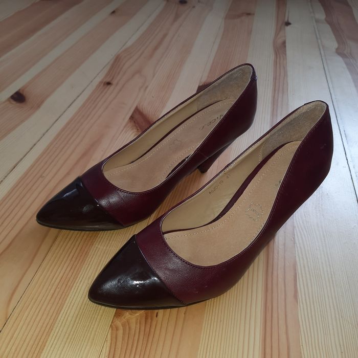 Bordowe, skórzane szpilki