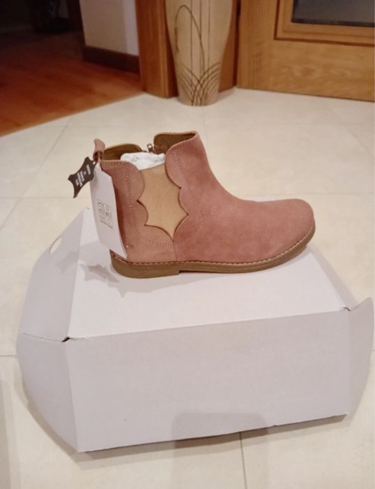 NOVO! Botim/ bota em pele rosa Vertbaudet menina 37