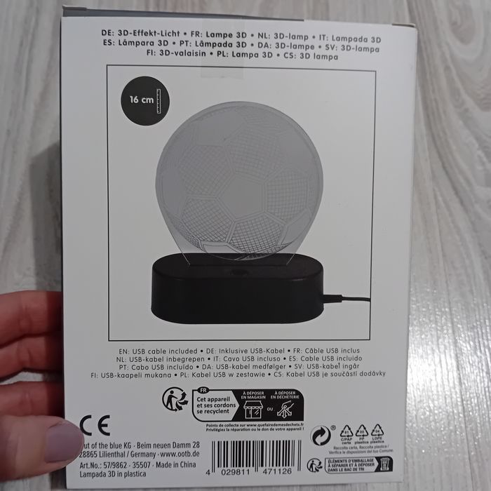Lampka led 3D piłka nożna nowa