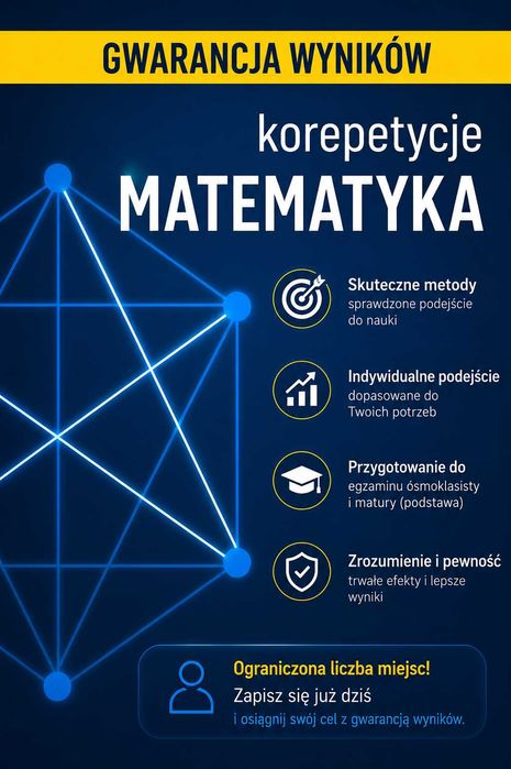Korepetycje matematyka, Zdalnie, Przygotowanie do poprawy, Gwarancja wyników