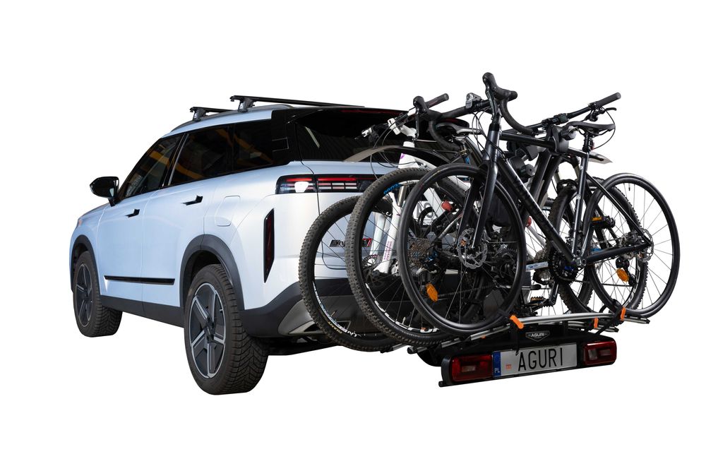 Bagażnik rowerowy platforma na hak Aguri Active Bike PRO 3 Black uchylany na 3 rowery 13PIN