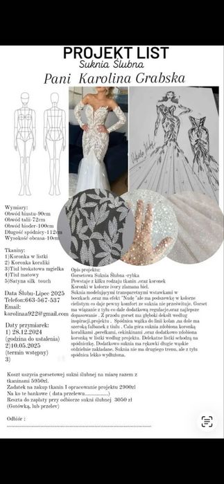 Suknia ślubna krój rybka/syrenka