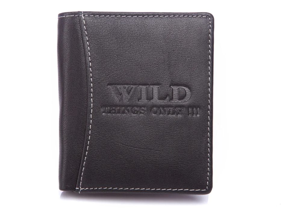 portfel męski skórzany  pionowy nieduży czarny