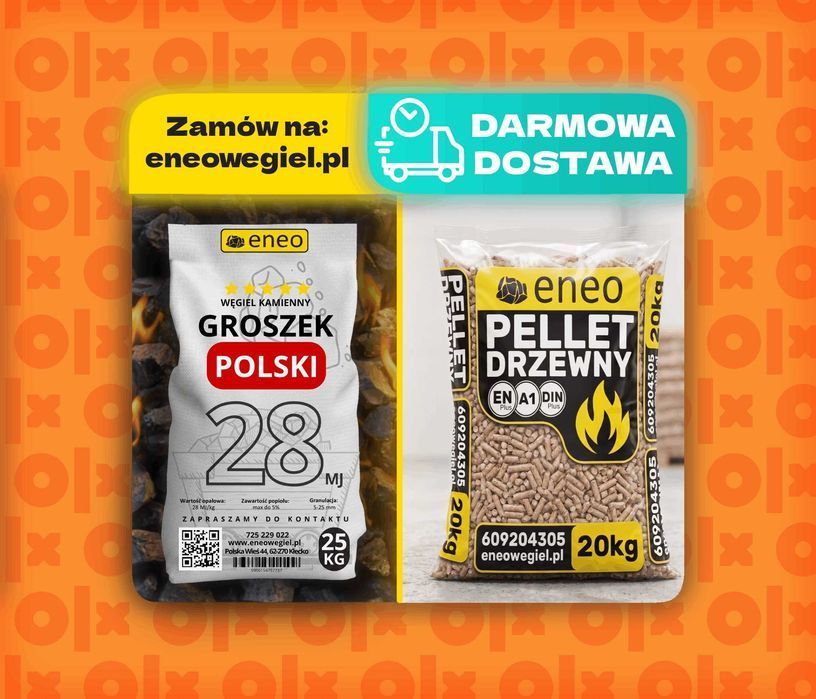 PROMOCJA Węgiel Groszek, Pellet DARMOWA DOSTAWA - Węgiel workowany, orzech, groszek, miał węglowy, kostka - Transport gratis w całej Polsce!