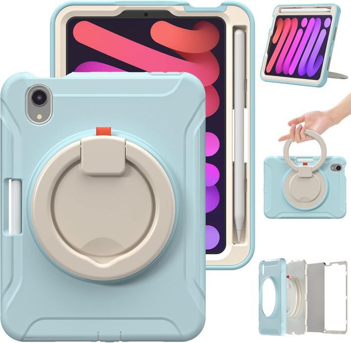 Etui do iPad Mini 6  8.3" Pancerne z Podpórką Niebieskie