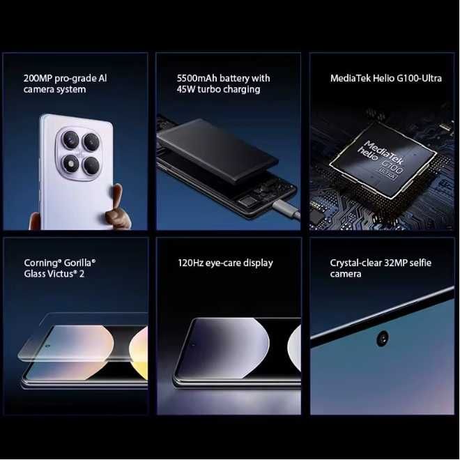 SUPER Cмартфон Телефон Xiaomi Redmi Note 14 Pro 8/256GB Midnight Black