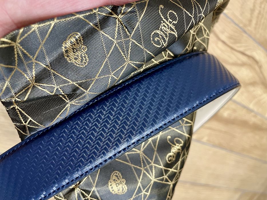 Skórzany pasek 100 cm granatowy