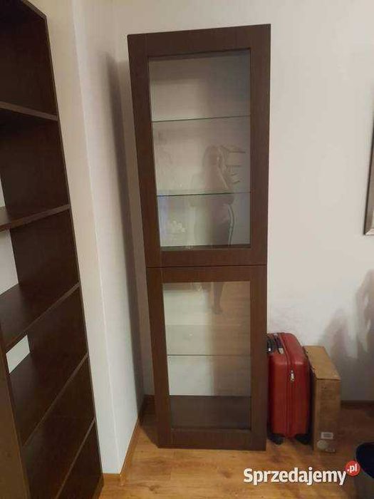 Sprzedam regał i witrynę w kolorze ciemny brąz.