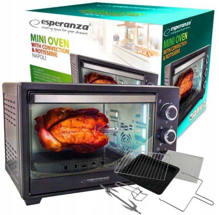 Piekarnik Elektryczny z Rożnem Termoobieg Timer 25 L 1600 W Prezent