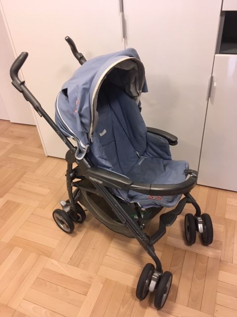 Wózek Pliko P3 Peg Perego niebieski gondolka i spacerowka
