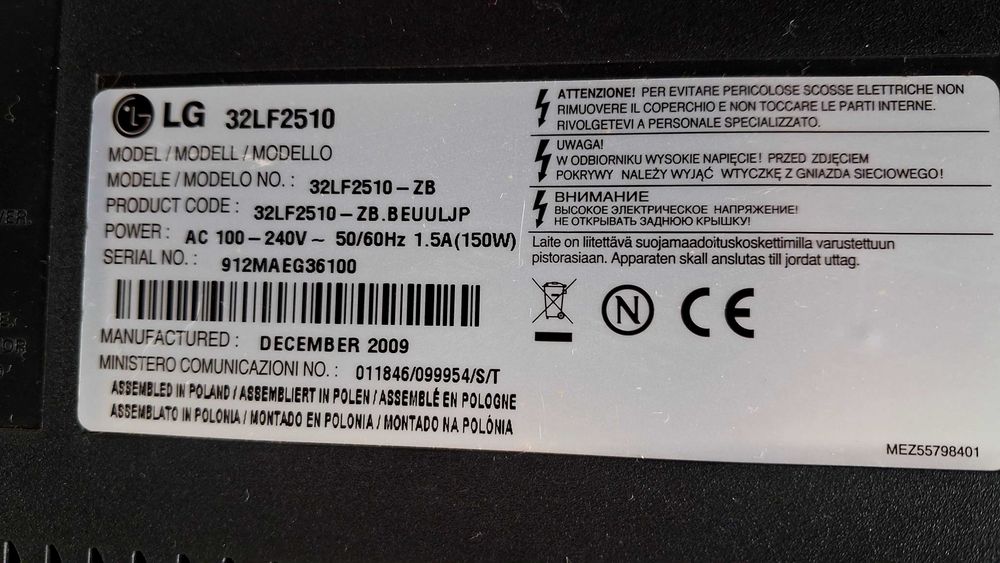 Televisão LG  avariada