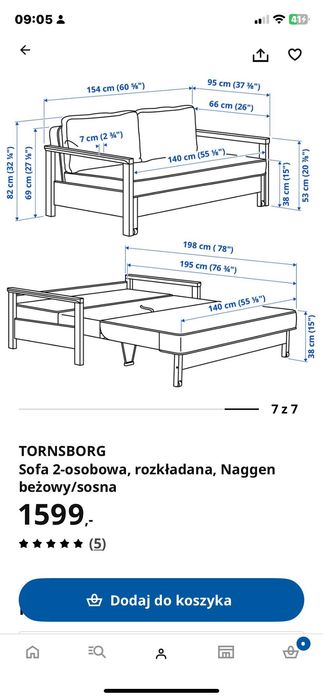 Sofa Ikea łóżko rozkładane WYGODNE