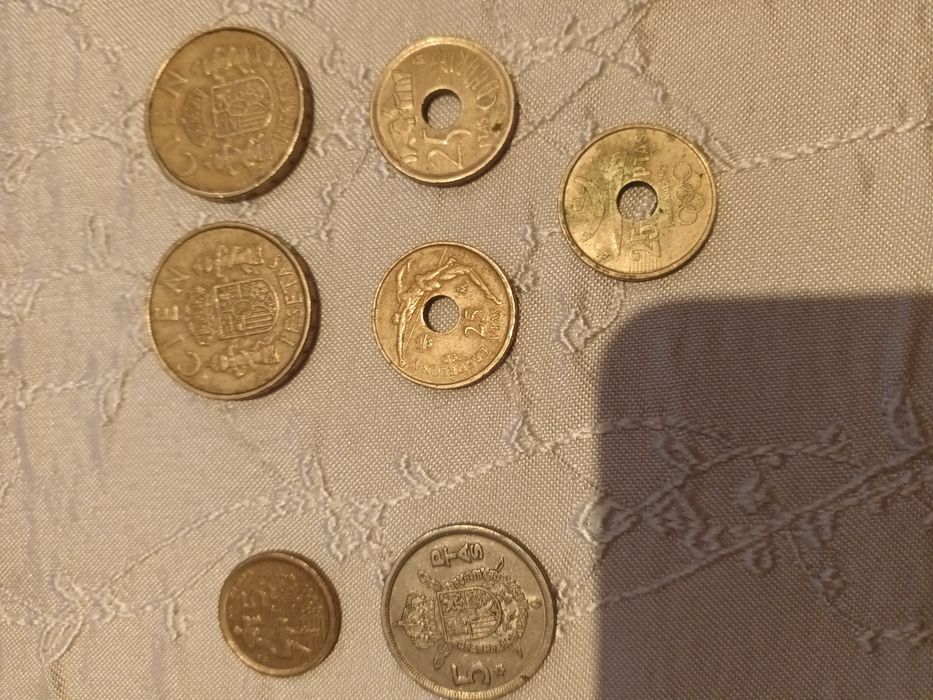 Moedas Espana 5/25/100 pesetas