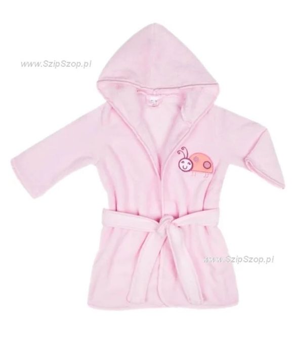 Szlafrok dziecięcy Cieplutek różowy z biedronką 92-104