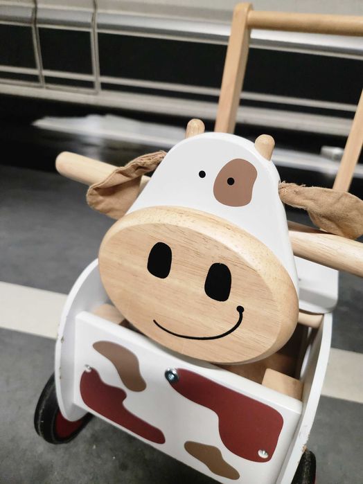 I'm Toy Carriage Cow brown chodzik zabawka eko drewniany