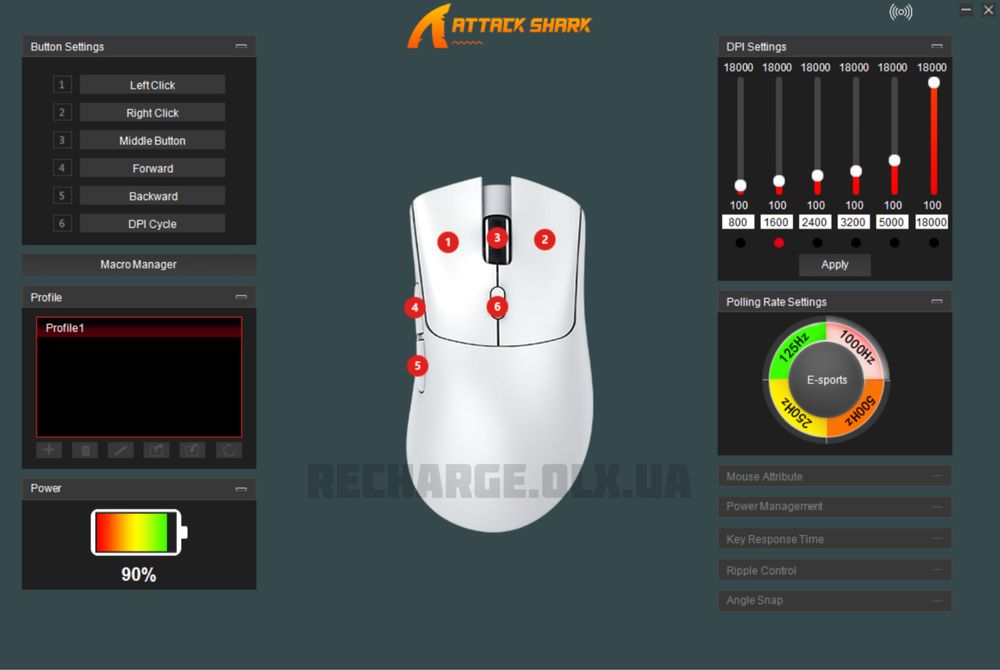 НОВІ Attack Shark R1 18000 DPI Wireless | ІГРОВА БЕЗДРОТОВА Мишка