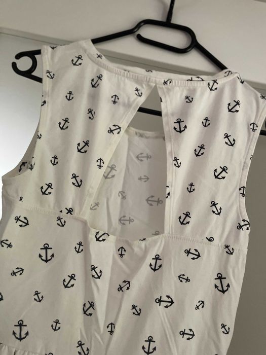 Letnia biała bawełniana sukienka w kotwice Only M 38