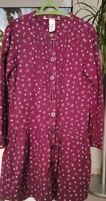 Fioletowa sukienka w kwiatuszki h&m 122