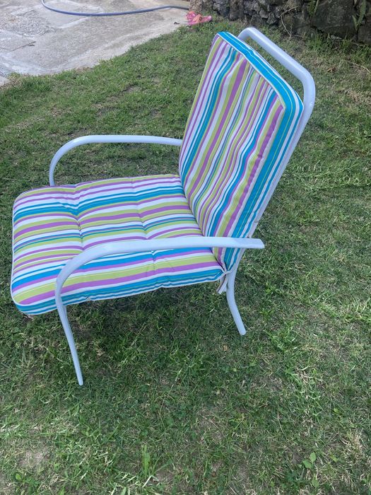 Conjunto 6 cadeiras jardim com estofo