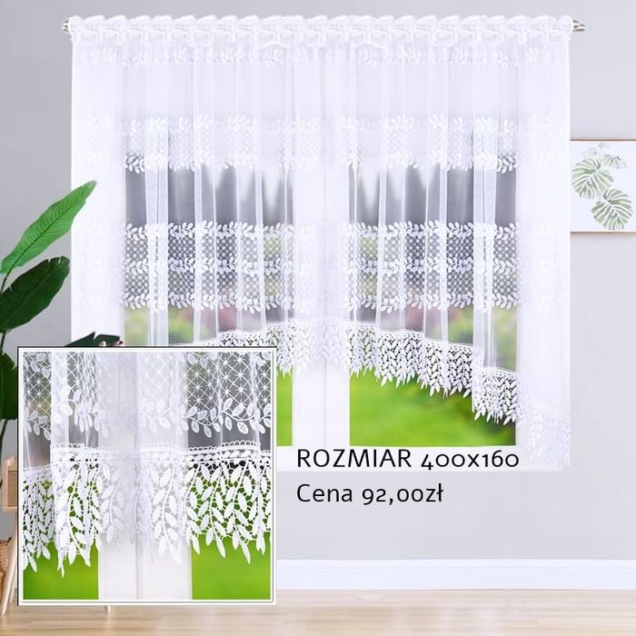 Firany 400x160 Firanki do salonu pokoju