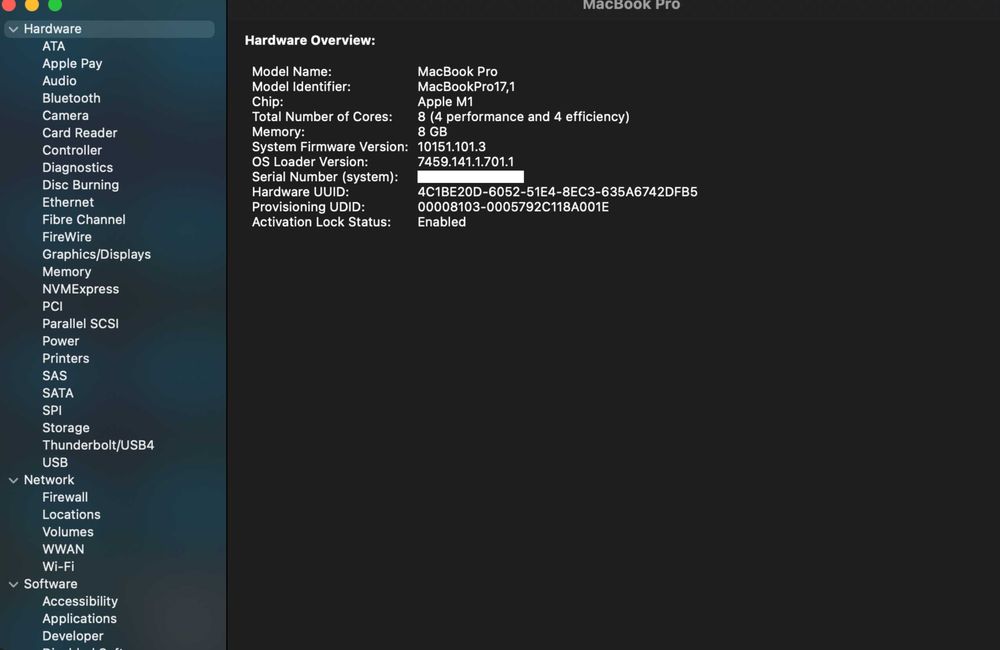 MacBook Pro 13” (M1, 2020) • 8GB / 512GB • Bateria 87% • Teclado RU/EN