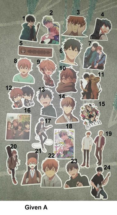 Stickers anime e manhwa BL, yaoi, Given, Jinx, Ghost nocturne