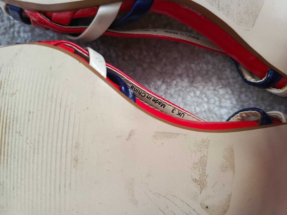 Czerwone sandały na obcasie paski retro eleganckie lato UK 3 36