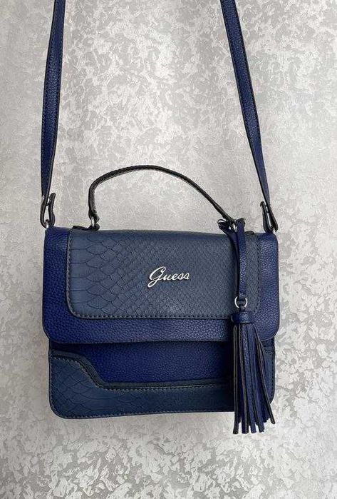 Стильна сумка крос-боді Guess оригінал через плече, синя, кросбоді