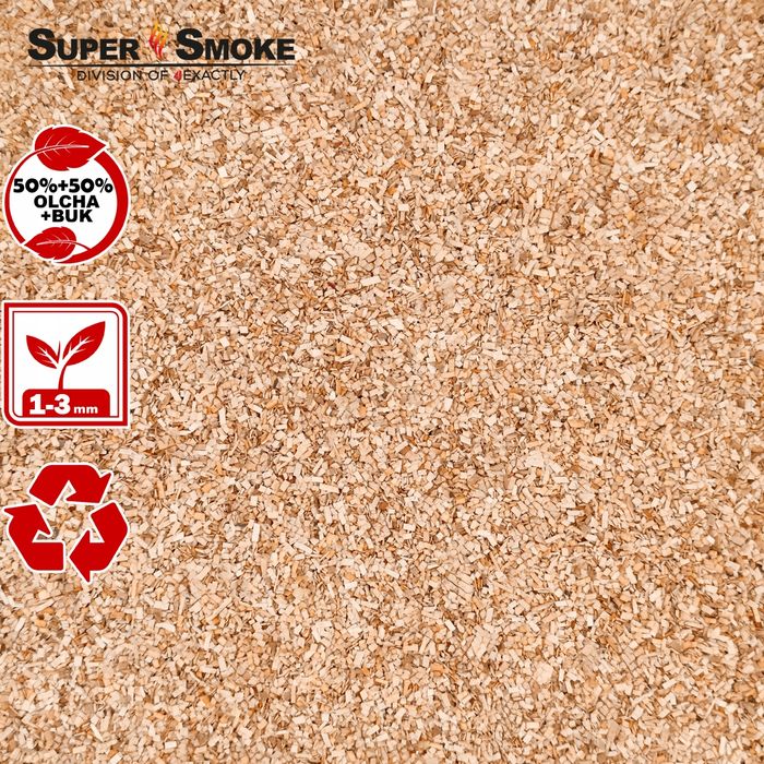 Zrębki Wędzarnicze SuperSmoke OLCHA+BUK KL-02 (1-3mm) 4 Litry Kraft