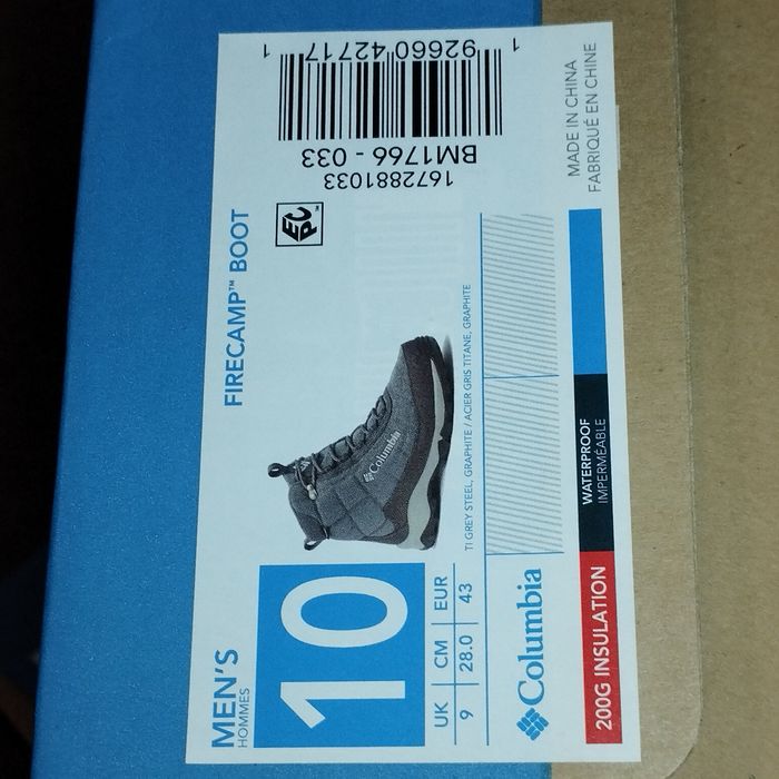 40-47.-32⁰. Зимові черевики Columbia Firecamp BM1766-033. Оригінал