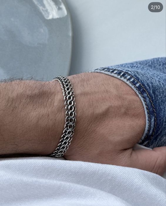 Чоловічий срібний браслет