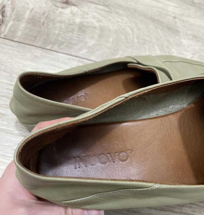 Шкіряні оливкові туфлі, лофери, кожаные туфли INUOVO, р.41