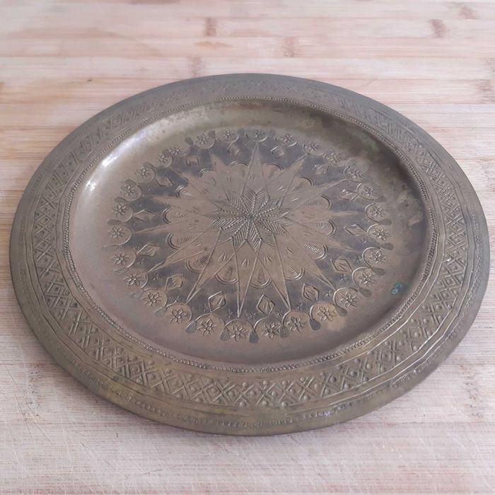 Pequeno Prato 20cm Latão Decorativo Antigo