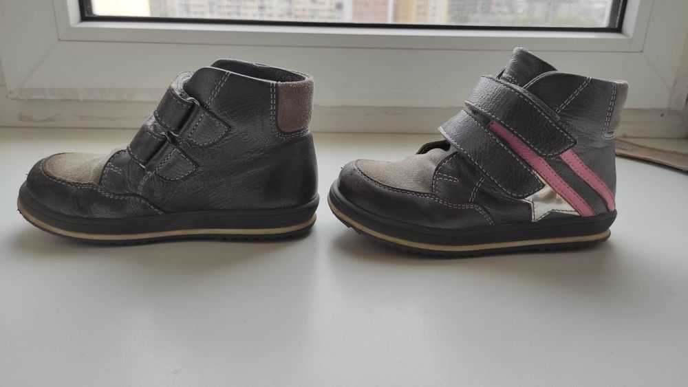 Демисезонные КОЖАНЫЕ ботинки на флисе, 25 размер