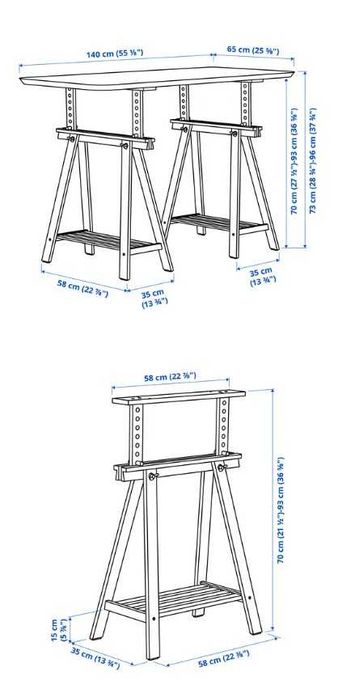 Secretária IKEA em branco e bambu.