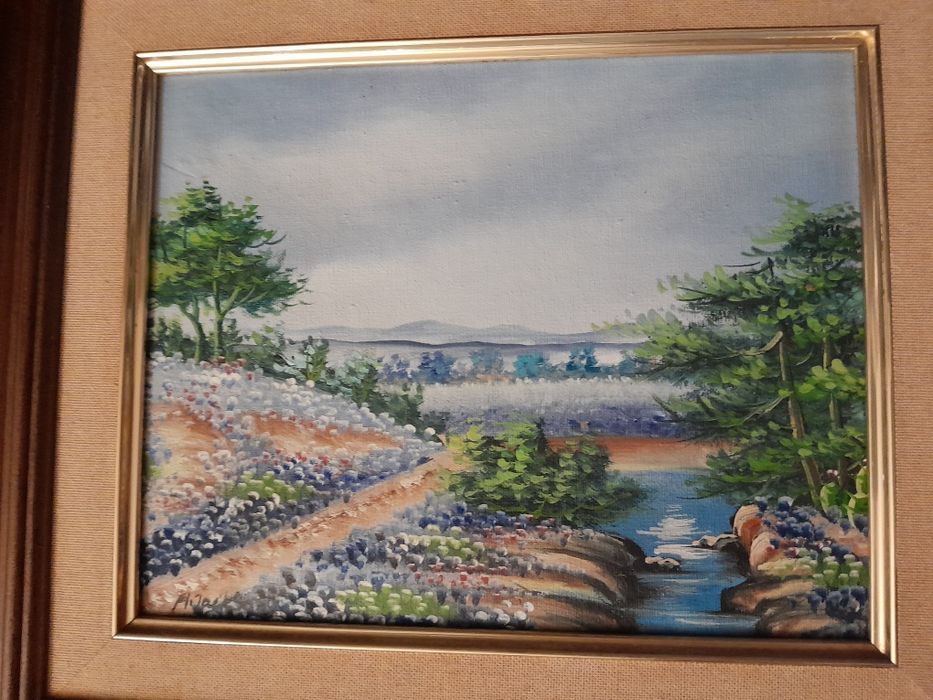 Quadro com paisagem e assinado por pintor
