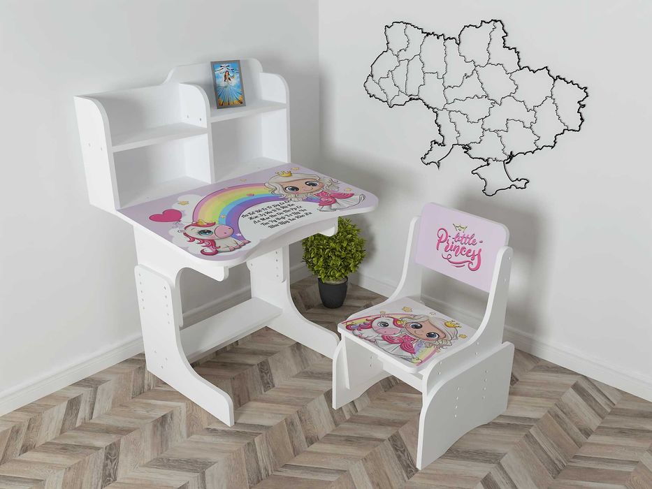 Парта Дитяча зростаюча зі стільцем та пеналом під стільницею