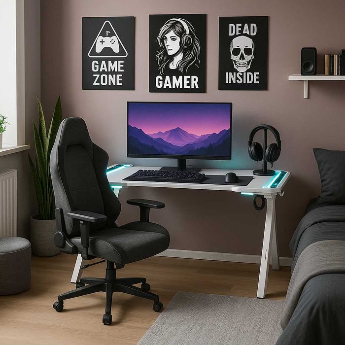 Biurko Gamingowe Komputerowe Stół dla Gracza Nowoczesne LED 120cm BG03