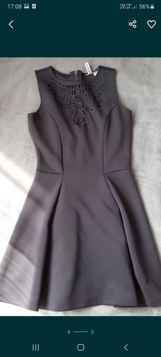 Szara sukienka wycinany wzór