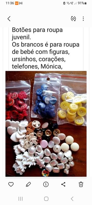 Botões para roupa de criança