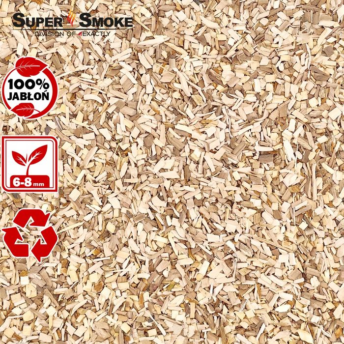 Zrębki Wędzarnicze Super Smoke JABŁOŃ KL-08 (6-8mm) Medium 8 Litrów