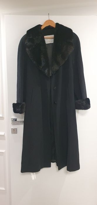 Plaszcz dlugi Uric welna i jedwab xl jak nowy
