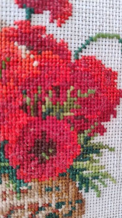 Вишита картина на кухню маки, кава, каволомка