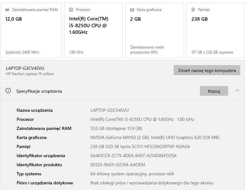 Laptop HP Pavilion 15 intel i5 12gb ram