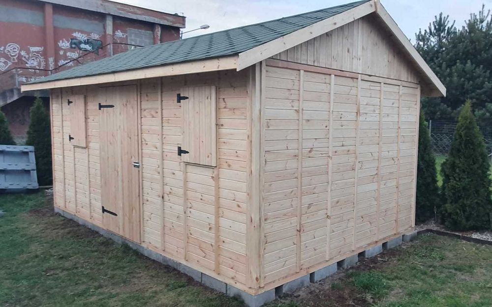 Domek letniskowy drewniany Ogrodowy narzędziowy 5×3 m Altana na ROD 15