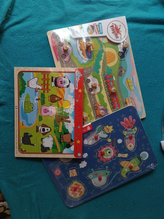 Nowe w foli puzzle drewniane 3szt
