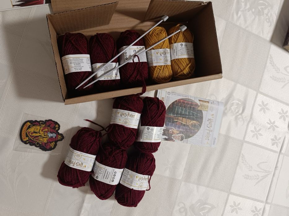 Conjunto de malha (cachecol) Harry Potter Gryffindor