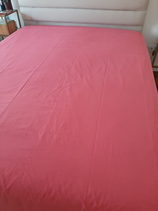 Capa de edredon de algodão rosa