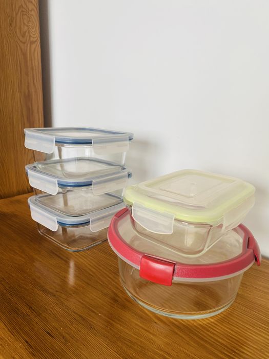 Szklane pojemniki na żywność zestaw 5 szt lunch box Ikea hermetyczne