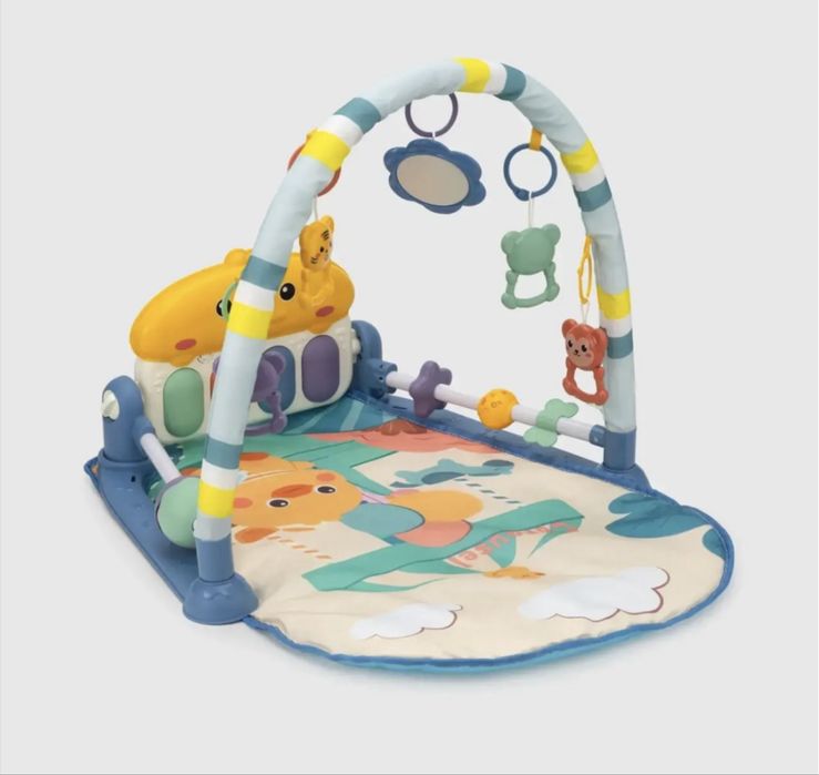 дитячий розвиваючий ігровий килимок з піаніно та підвісними іграшками